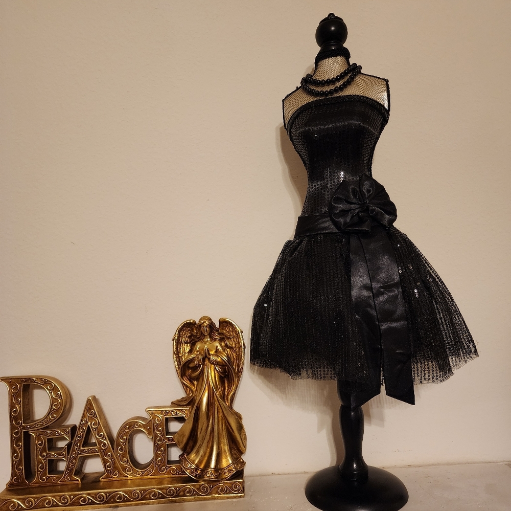 New In Box Elegant Black Dress Mannequin with Bow Detail
